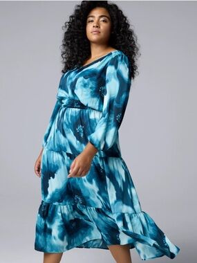 Simply Vera Wang Blue Tie Dye Maxi Dress Size XXL
